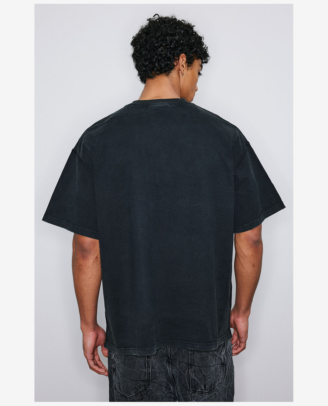 NOVACAM Vintage Washed Crackle Print Reverse Stitching Tee | Face 3 Face
