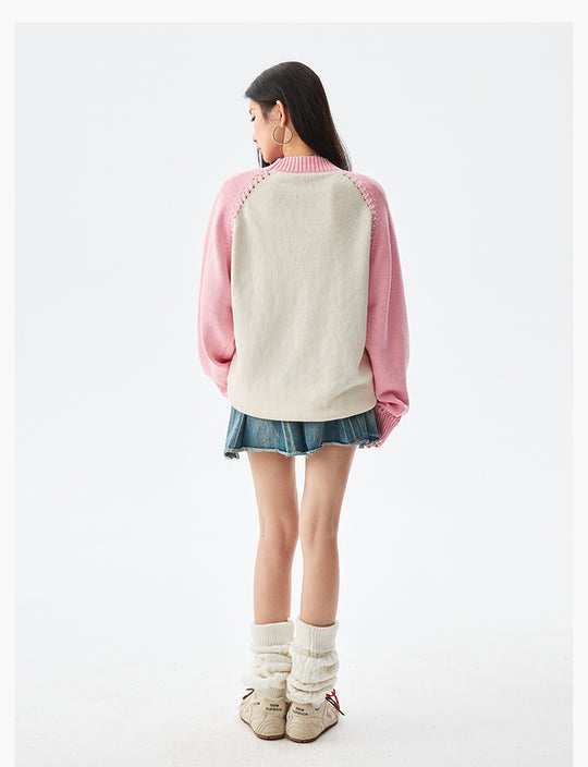 MEDM Color-Blocked Raglan Sleeve Knit Sweater | Face 3 Face