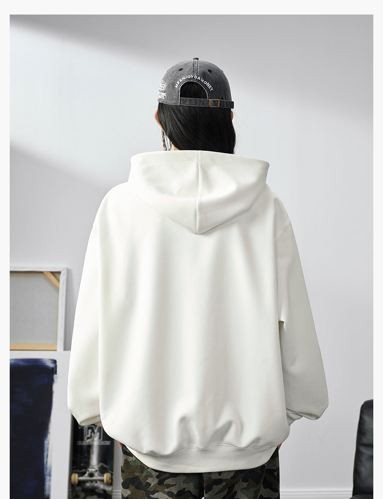 MEDM Suede Logo Patch Zip-Up Hoodie | Face 3 Face