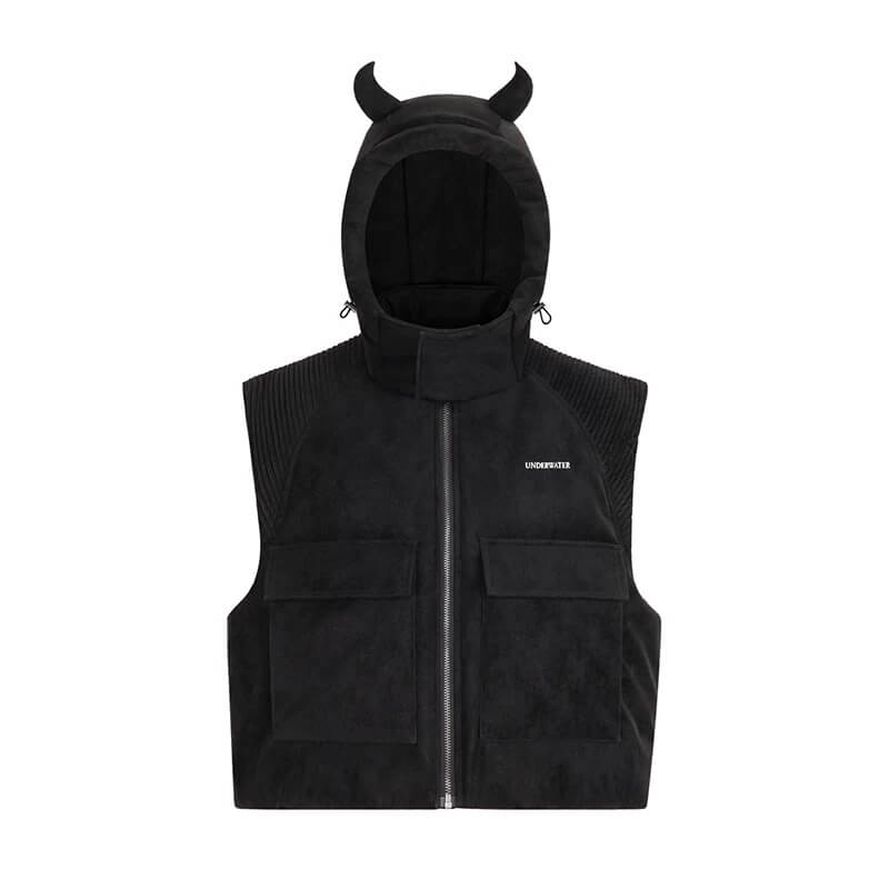 UNDERWATER Demon Horn Removable Hood Down Vest | Face 3 Face