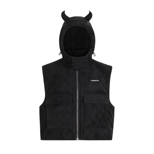 UNDERWATER Demon Horn Removable Hood Down Vest | Face 3 Face