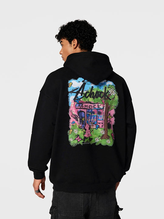 Achock Character Pattern Print Hoodie | Face 3 Face