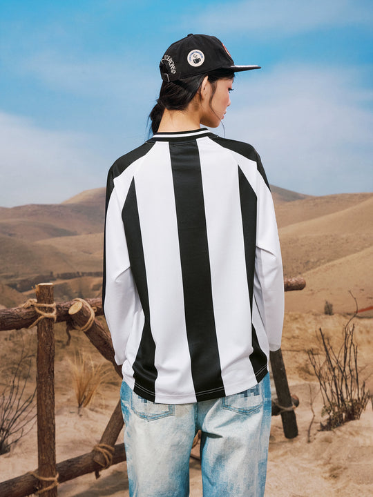 YADcrew Lace Peace Dove Striped Long Sleeve Soccer Jersey | Face 3 Face