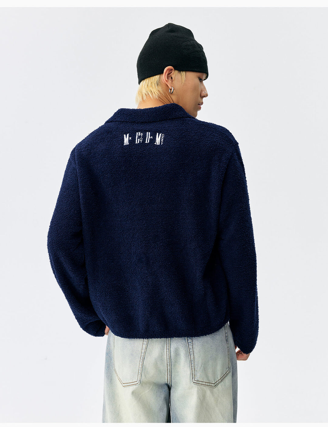 MEDM Coral Fleece Knit Long Sleeve Polo | Face 3 Face