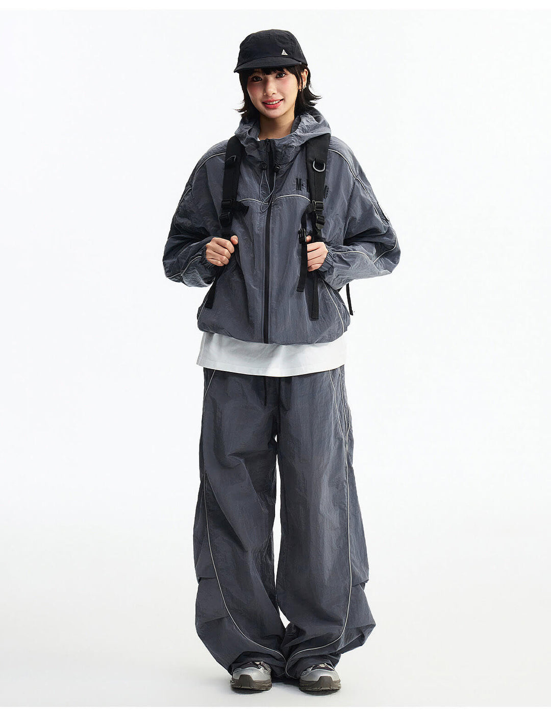 MEDM Sheen Texture Lightweight Utility Track Pants | Face 3 Face