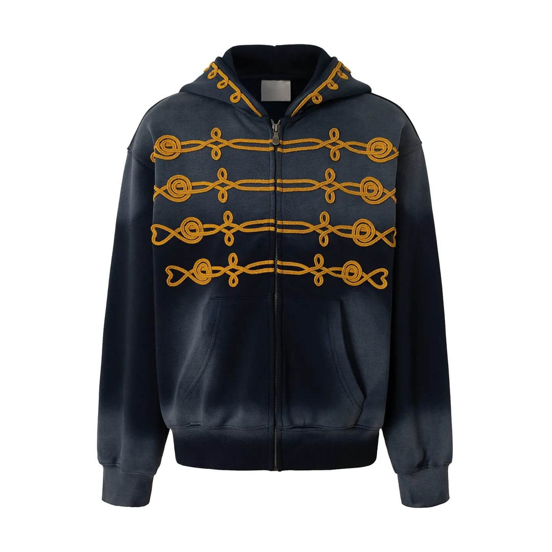 YADcrew Napoleon Rope Stitch Washed Zip Up Hoodie | Face 3 Face