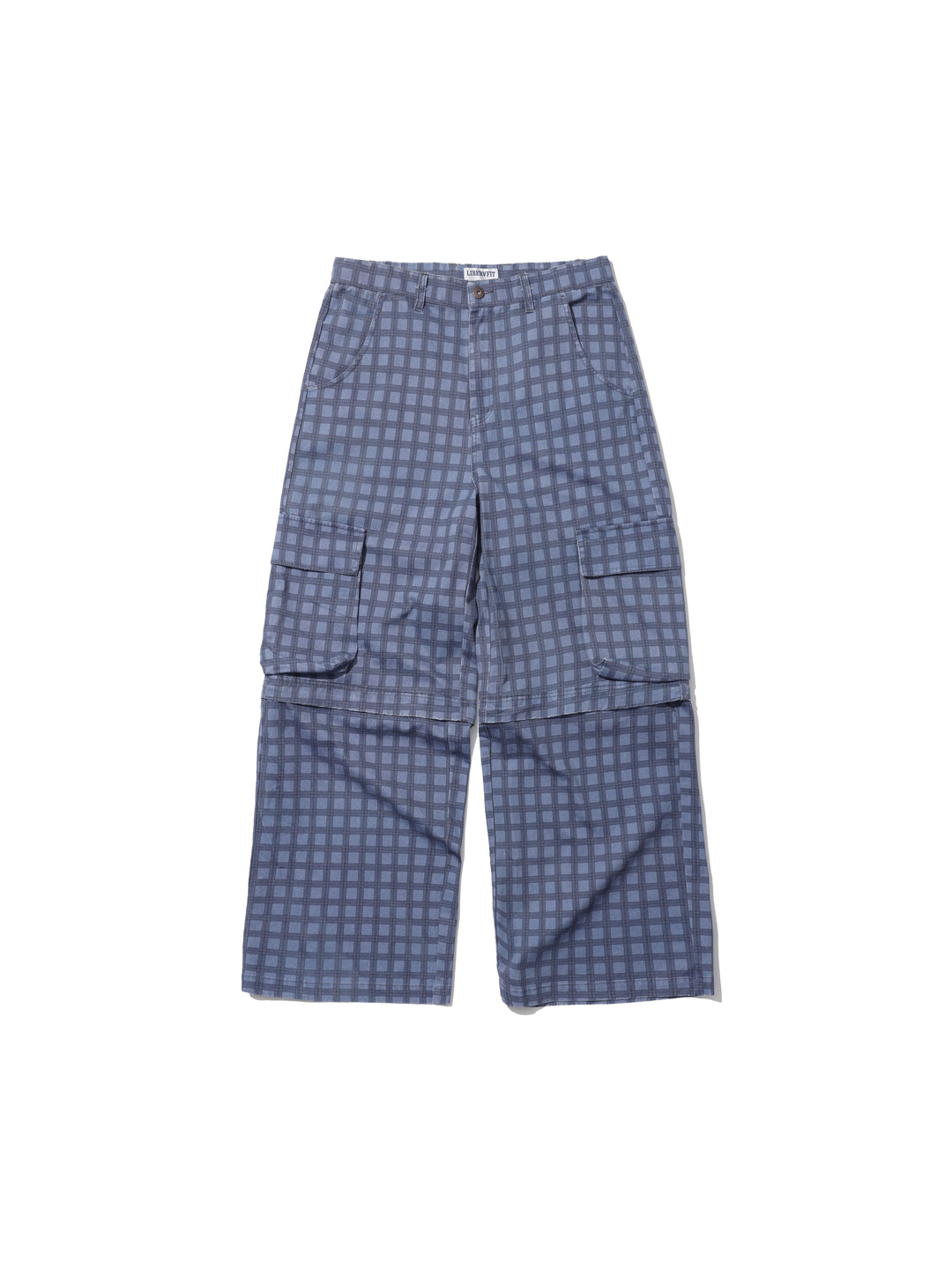 LIBERAFIT Checkered 3D Patch Pocket Zip Off Cargo Pants | Face 3 Face
