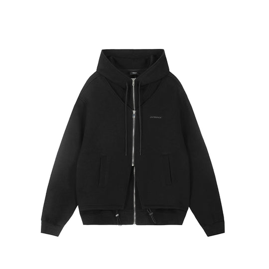 Achock Layered Double Zip Hooded Sweatshirt Jacket | Face 3 Face