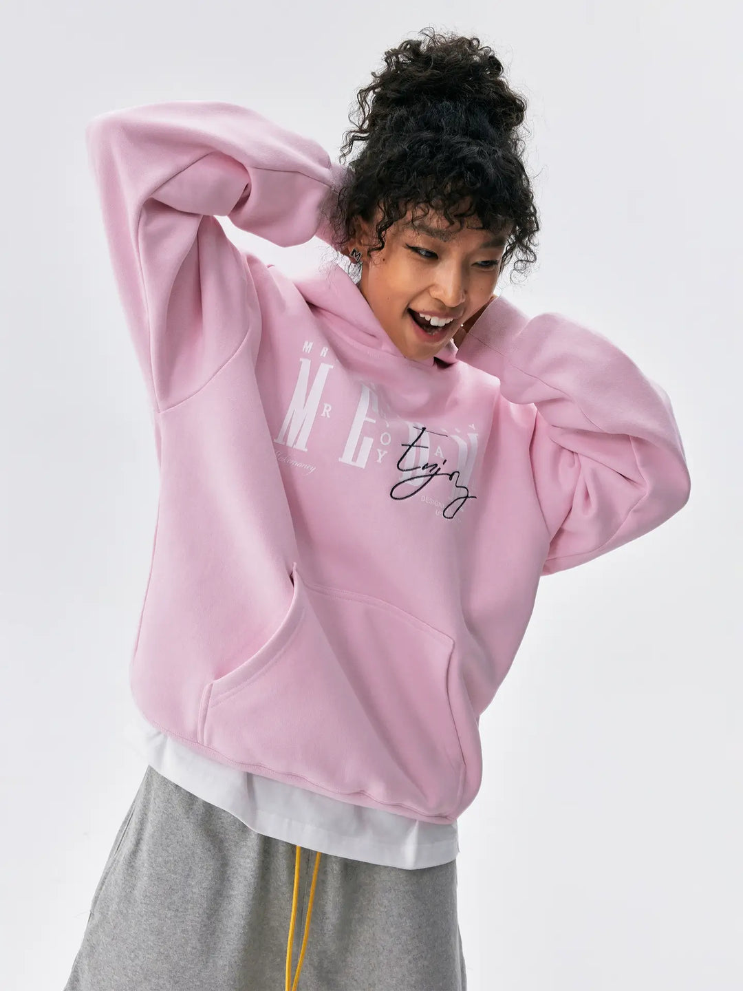 MEDM Logo Print and Embroidered Lettering Hoodie | Face 3 Face