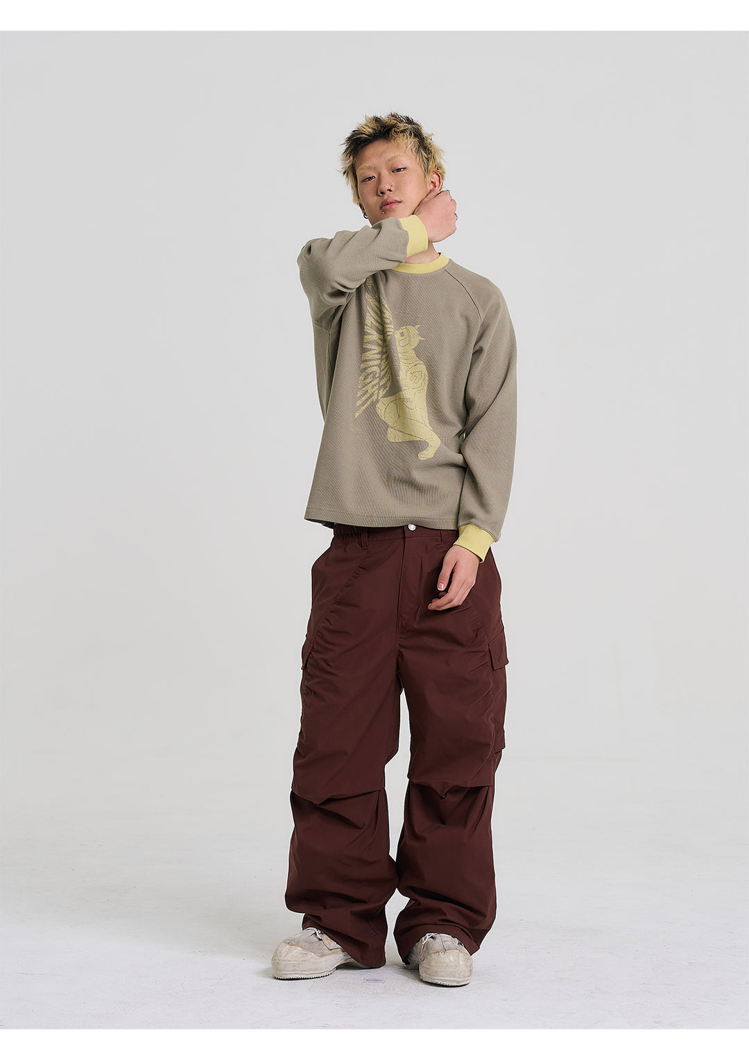 EVILKNIGHT(EK) Graffiti Portrait Print Waffle Long Sleeve Tee | Face 3 Face