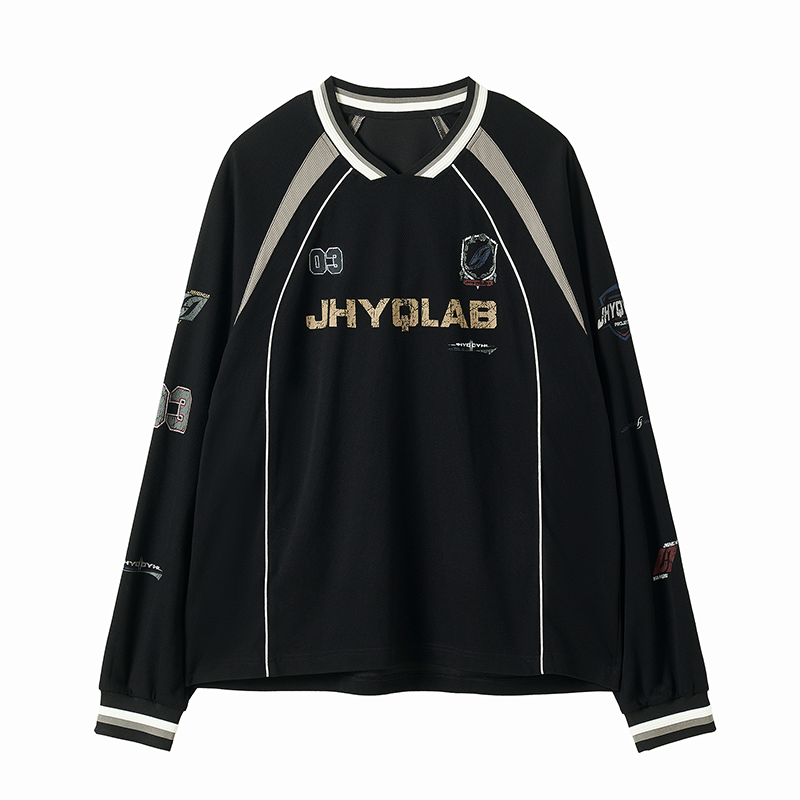 JHYQ Letter Printing Sports Long Sleeved Jersey Tee | Face 3 Face