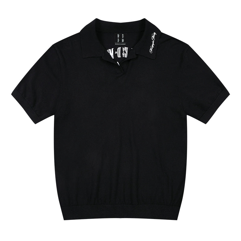 MEDM Handwriting Embroidery Knit Polo | Face 3 Face