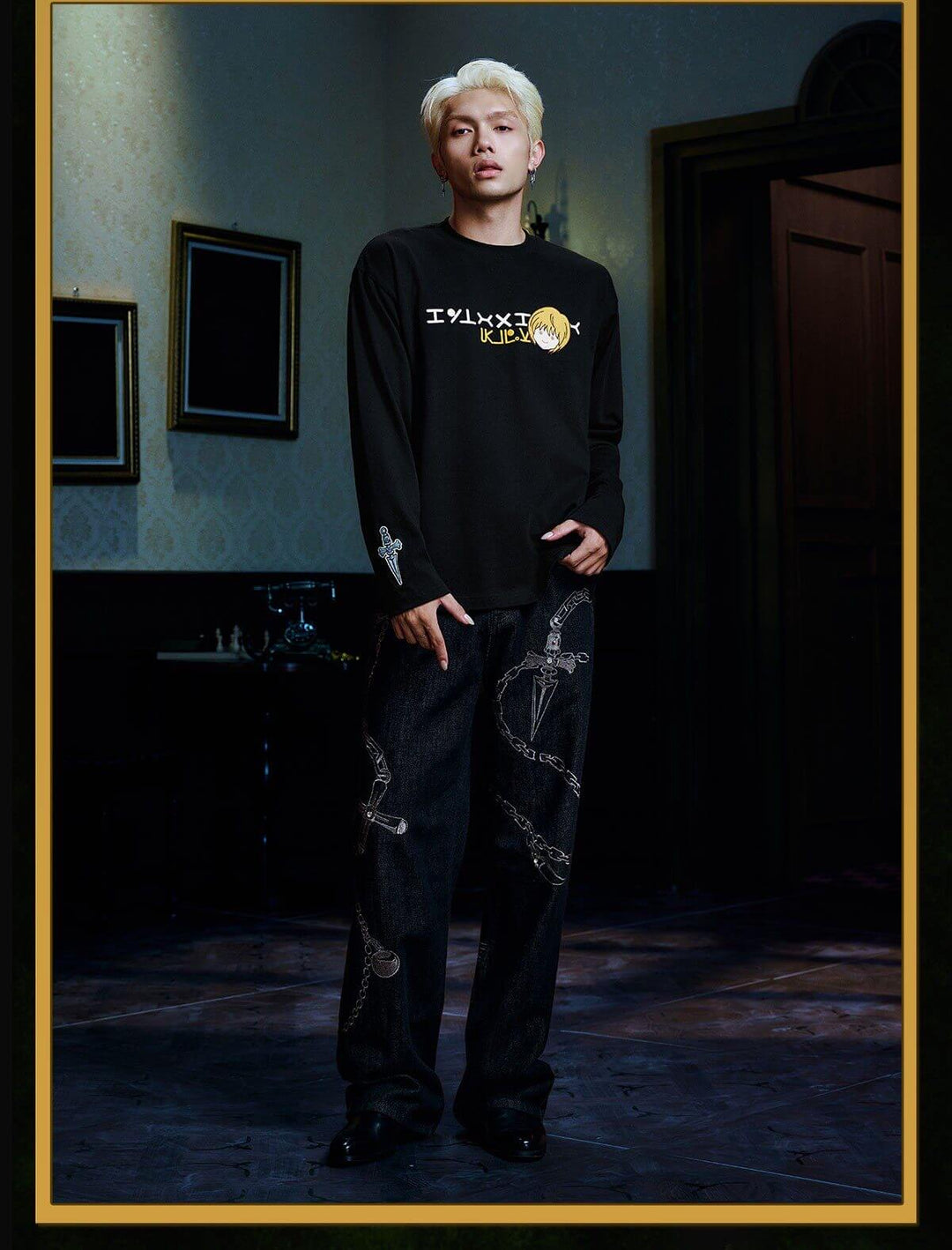MEDM × HUNTER×HUNTER Character Embroidered Patch Long Sleeve Tee | Face 3 Face