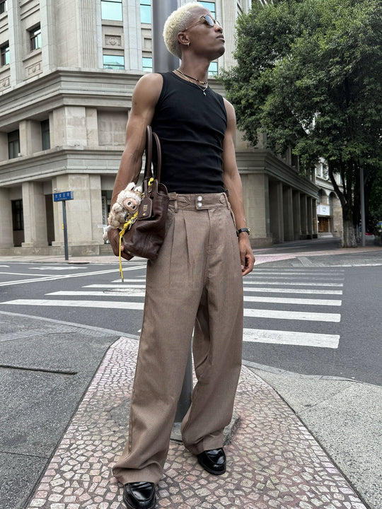 STEEPC Houndstooth Tucked Baggy Suit Pants | Face 3 Face