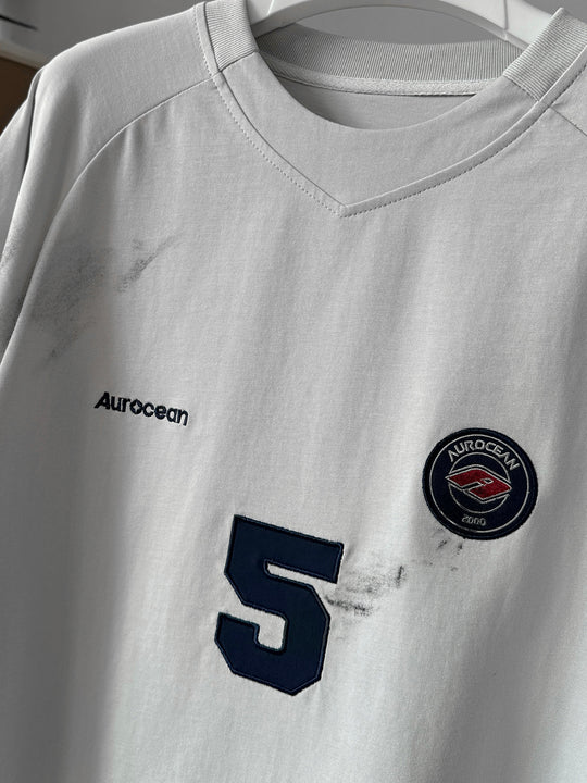 Aurocean Dirty Dye Aged Vintage Patch Embroidered Soccer Jersey Tee | Face 3 Face