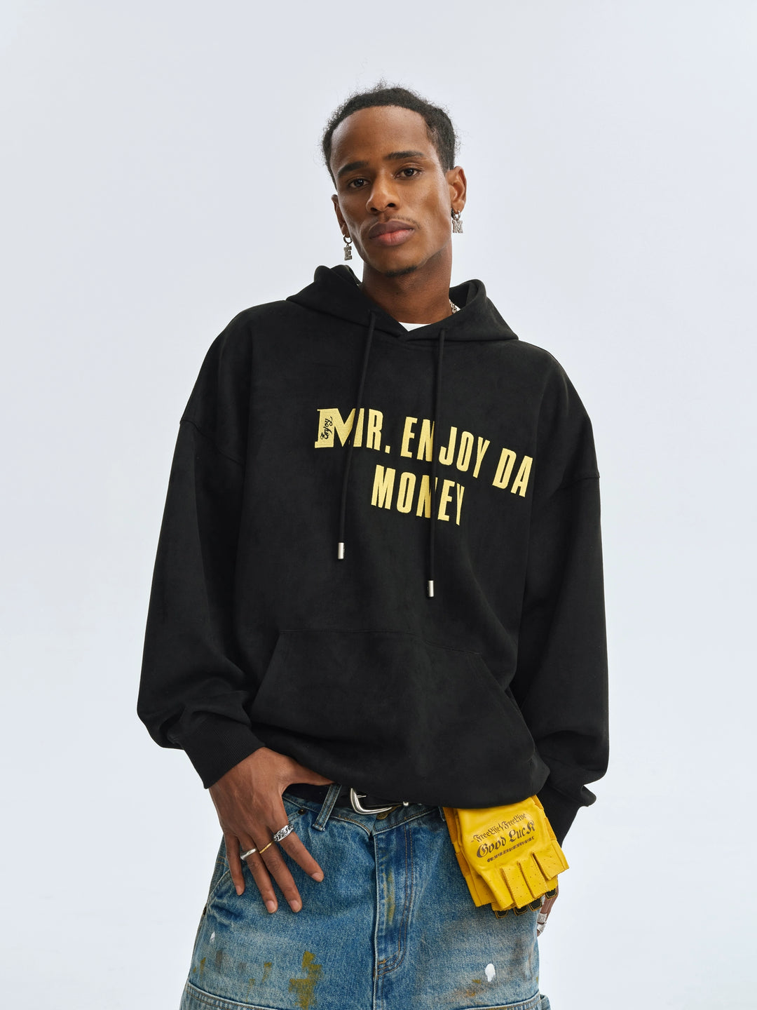 MEDM Basic Letter Logo Suede Hoodie | Face 3 Face