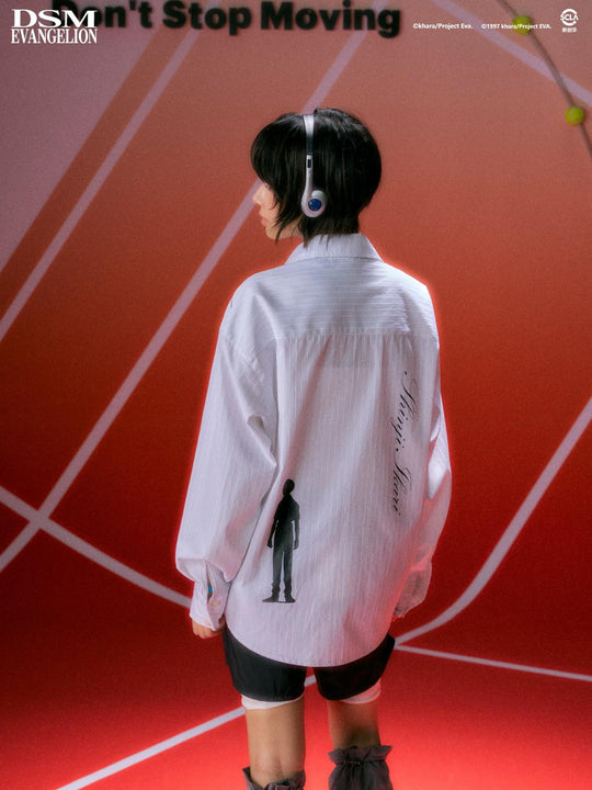 DSM x EVA Shinji Ikari Embroidered Striped Long Sleeve Shirt