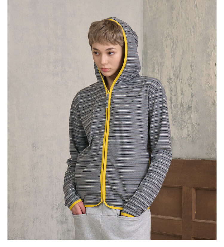 S45 Soft Textured Striped Zip Up Hoodie | Face 3 Face