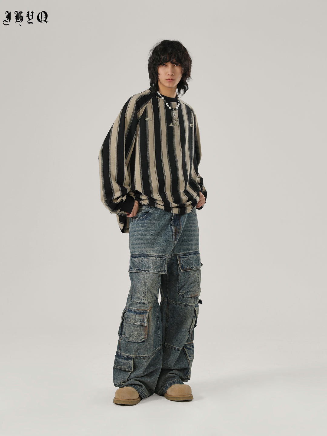 JHYQ Striped Letter Printing Long Sleeved Tee