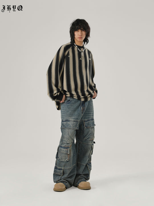 JHYQ Striped Letter Printing Long Sleeved Tee