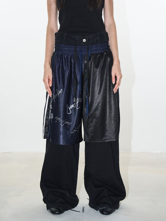 BLIND NO PLAN Graffiti Print Sport Double-layer Pants | Face 3 Face