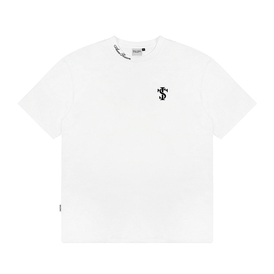 Small Town Kid Neckline Letter Embroidered Basic Tee | Face 3 Face