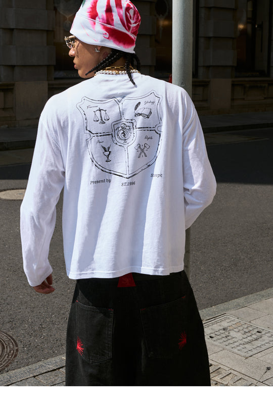 STEEPC Structured Print Double Breasted Long Sleeve Tee | Face 3 Face