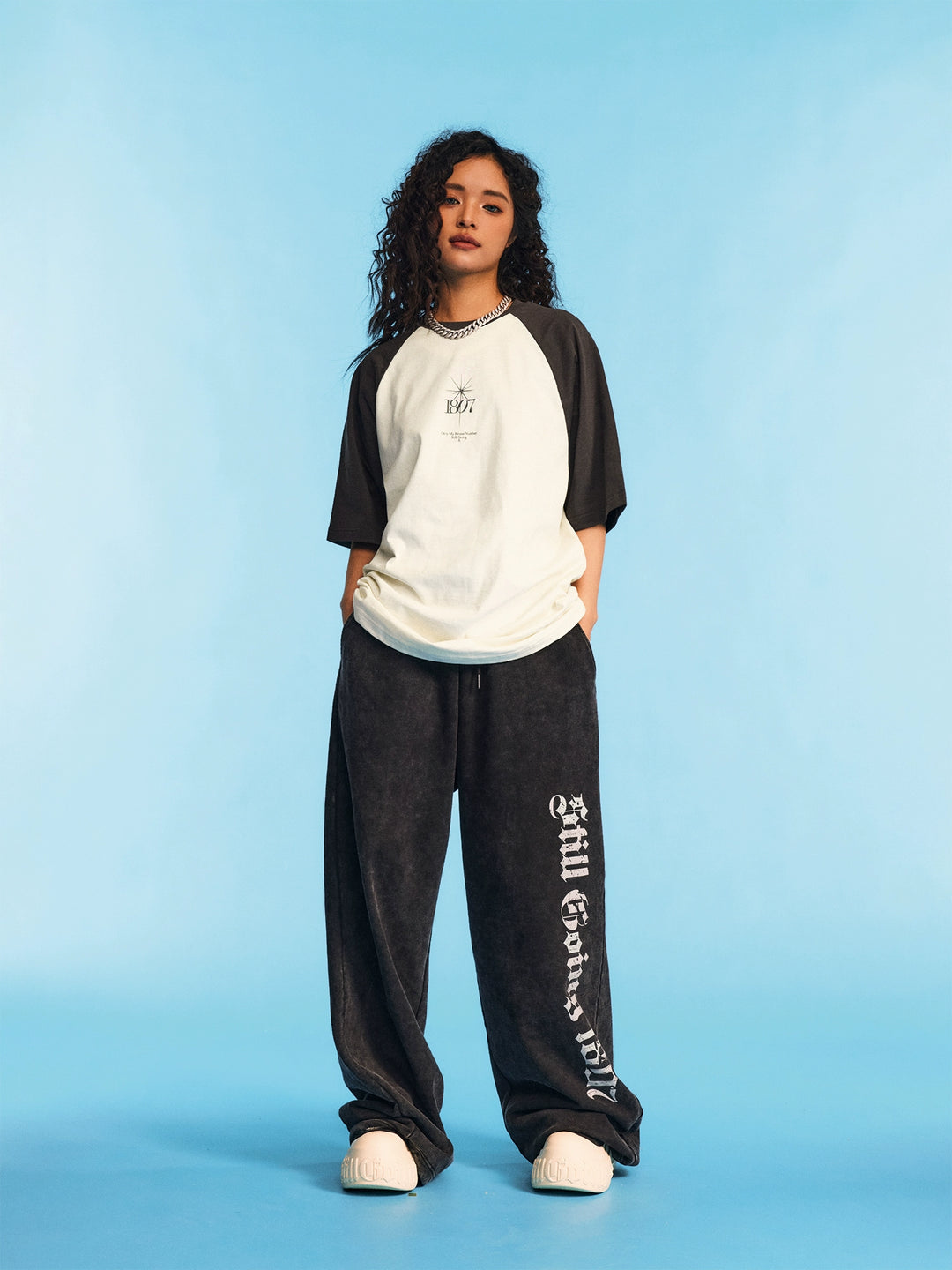 1807 Colorblock Wave Print Raglan Tee | Face 3 Face