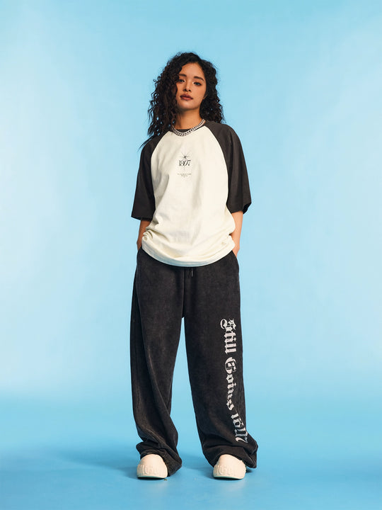 1807 Colorblock Wave Print Raglan Tee | Face 3 Face