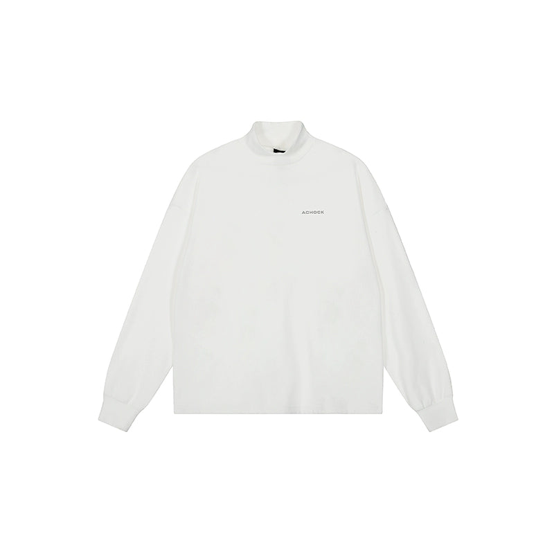 Achock Half High Neck Basic Logo Long Sleeve Tee | Face 3 Face