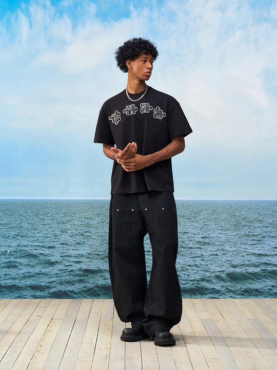 YADcrew Rhinestone Pearl Puzzle Logo Tee | Face 3 Face