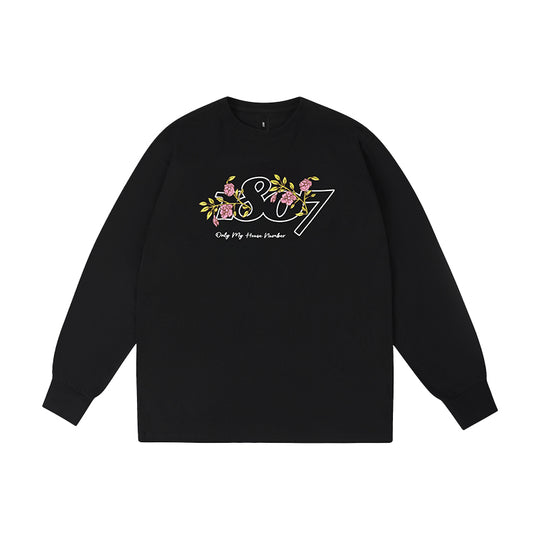 1807 Still Going Flower Embroidery Logo Long Sleeve Tee | Face 3 Face