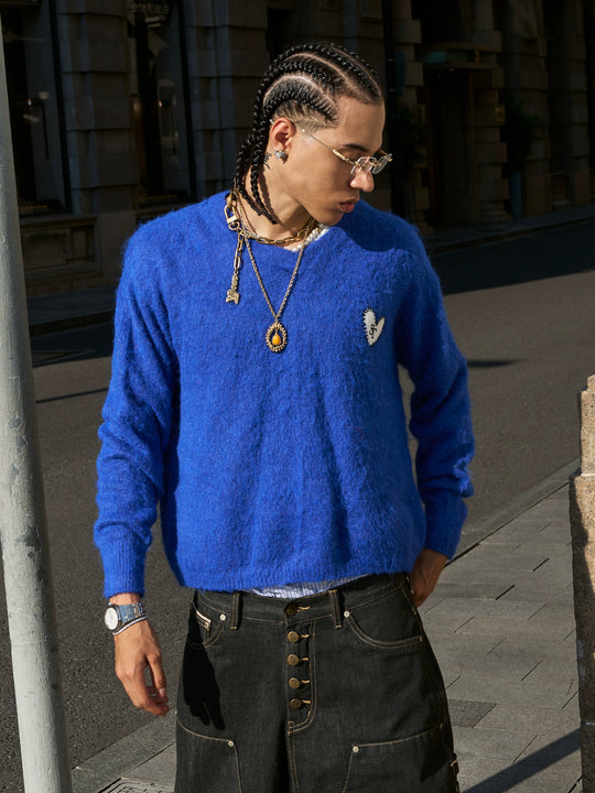 STEEPC Wool Blend Heart Patch Knit Sweater | Face 3 Face