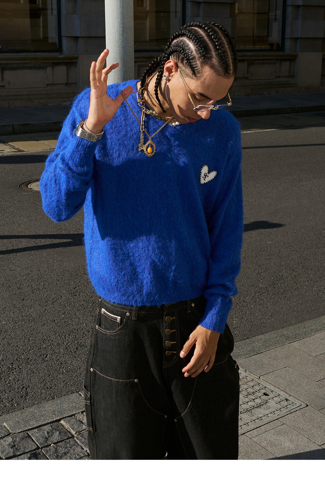 STEEPC Wool Blend Heart Patch Knit Sweater | Face 3 Face