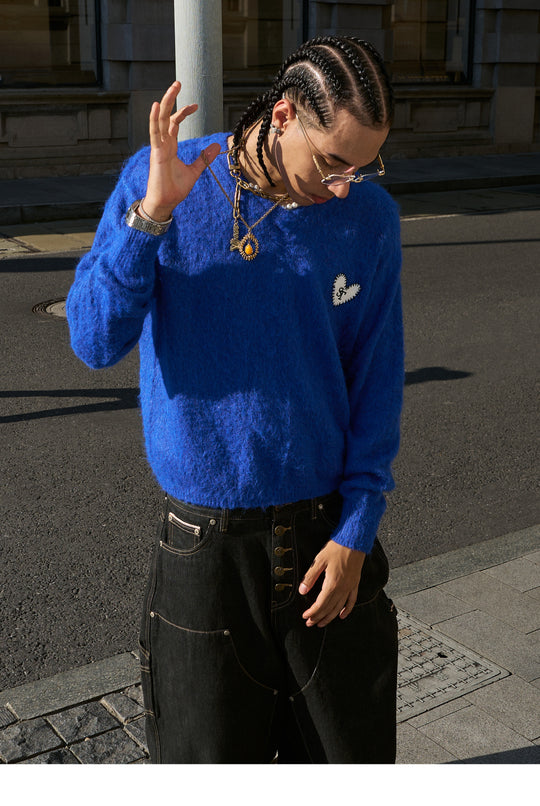 STEEPC Wool Blend Heart Patch Knit Sweater | Face 3 Face