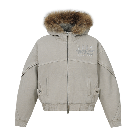 MEDM Removable Fur-Hooded Washed Work Jacket | Face 3 Face