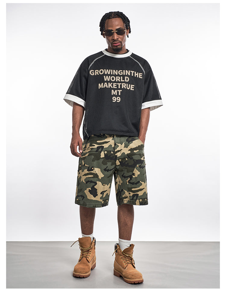 F3F Select Ripstop Double Knee Camouflage Studs Work Shorts | Face 3 Face