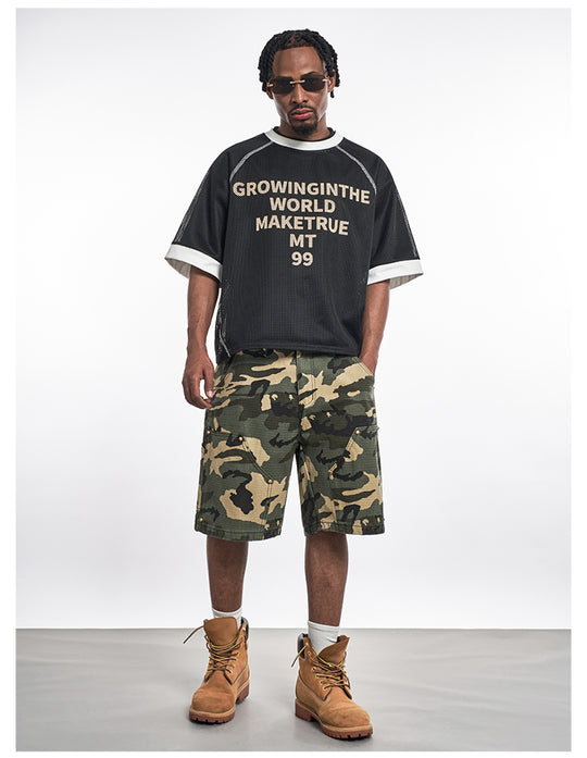 F3F Select Ripstop Double Knee Camouflage Studs Work Shorts | Face 3 Face