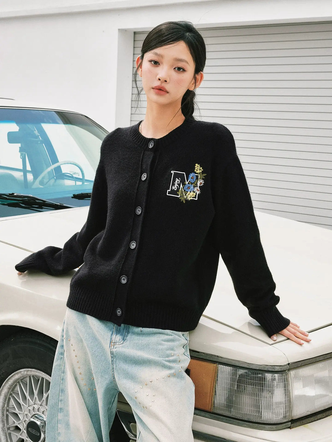 MEDM Floral Embroidered Knit Cardigan | Face 3 Face