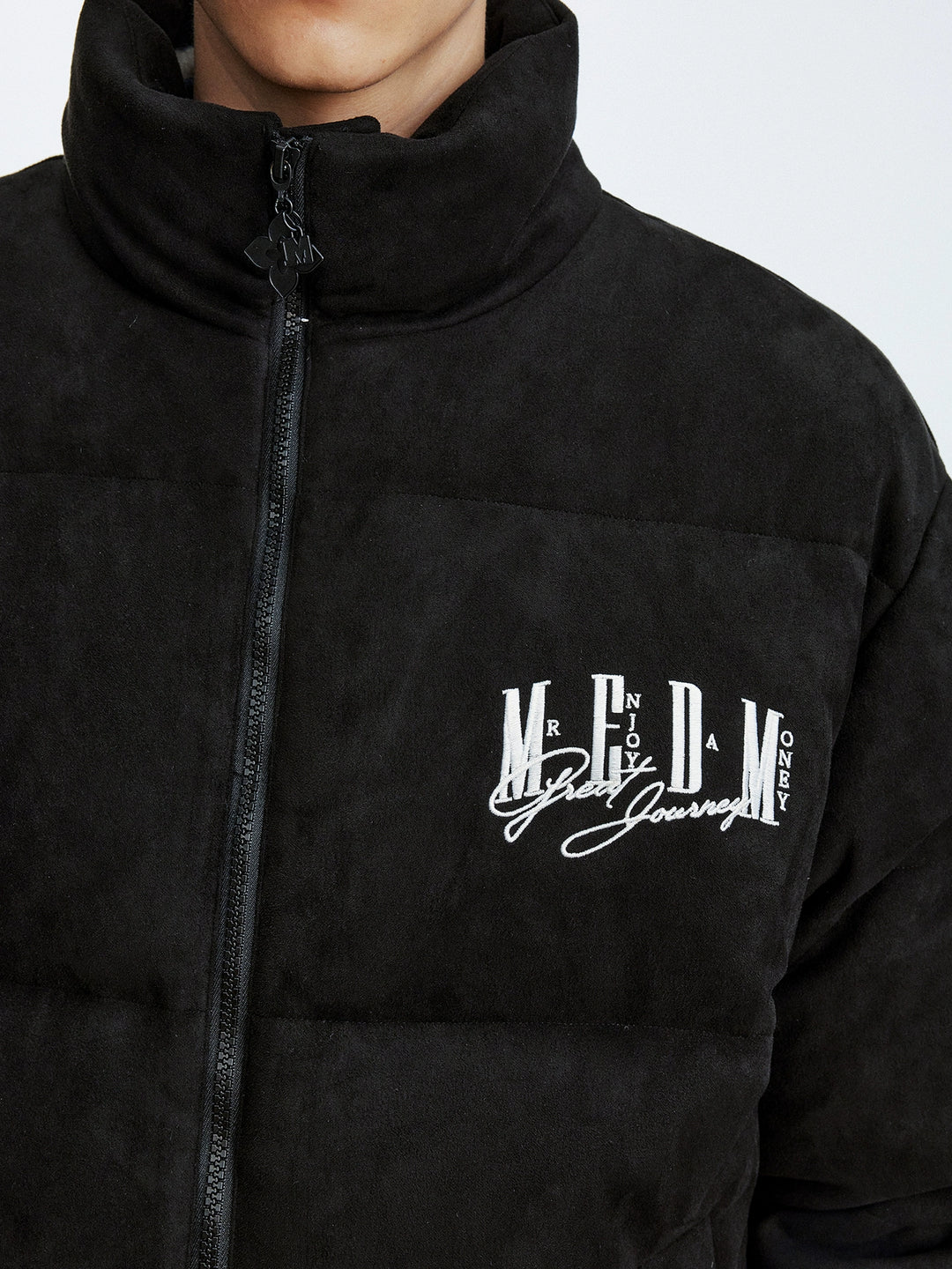 MEDM Suede 3D Embroidered Down Jacket | Face 3 Face