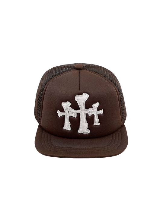LIBERAFIT Crossbones Leather Patch Trucker Cap | Face 3 Face