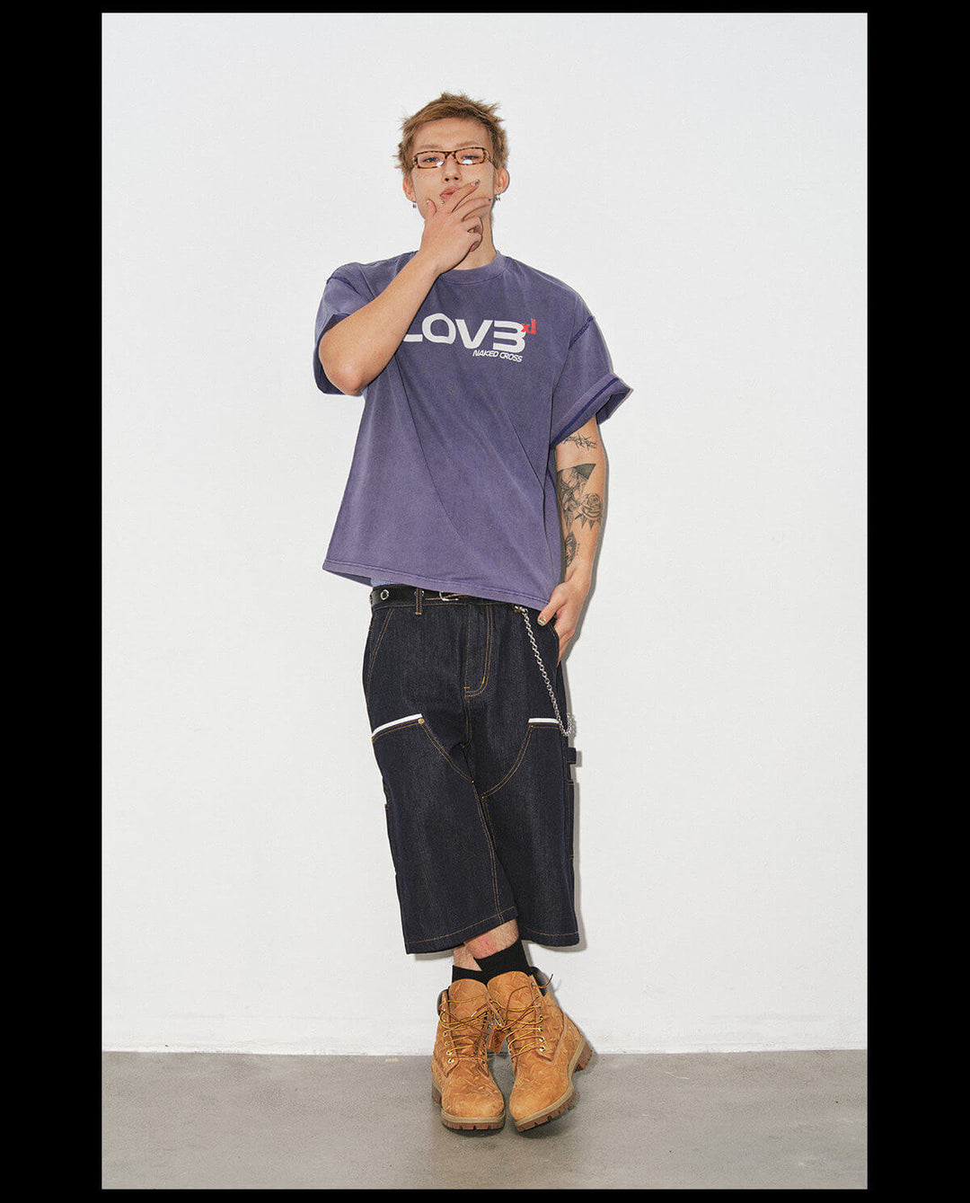 NOVACAM Love Graphic Print Washed Short Sleeve Tee | Face 3 Face