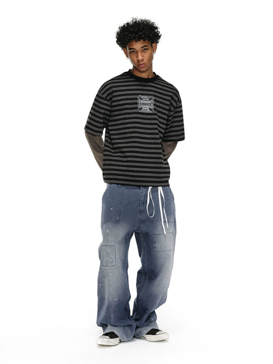 ANTIDOTE Cross Slogan Striped Layered Long Sleeve Tee | Face 3 Face