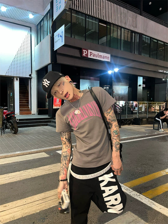 KARMANISTIC Letter Logo Print Slim Tee | Face 3 Face