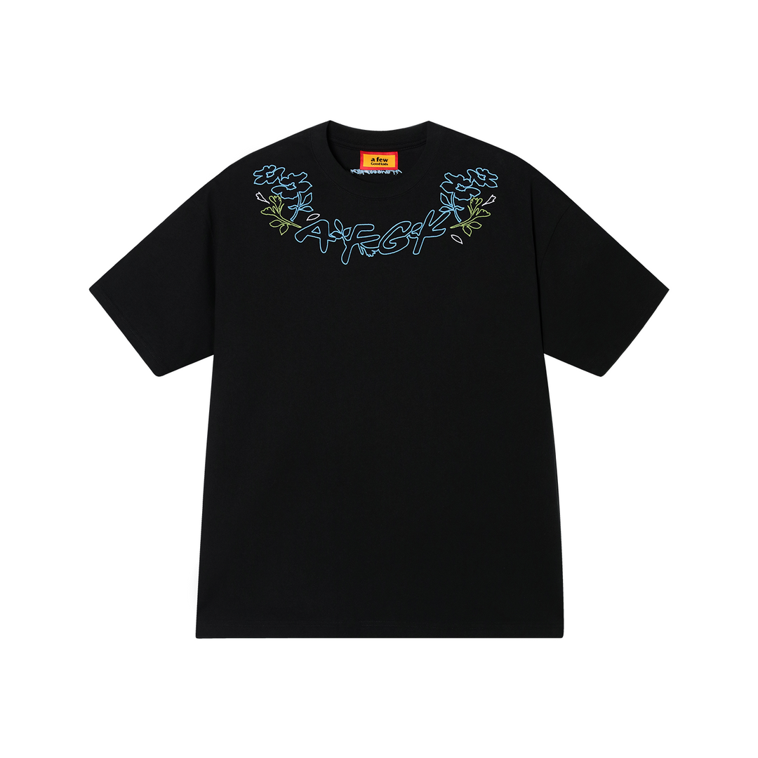 AFGK Floral Logo Neck Embroidered Tee | Face 3 Face