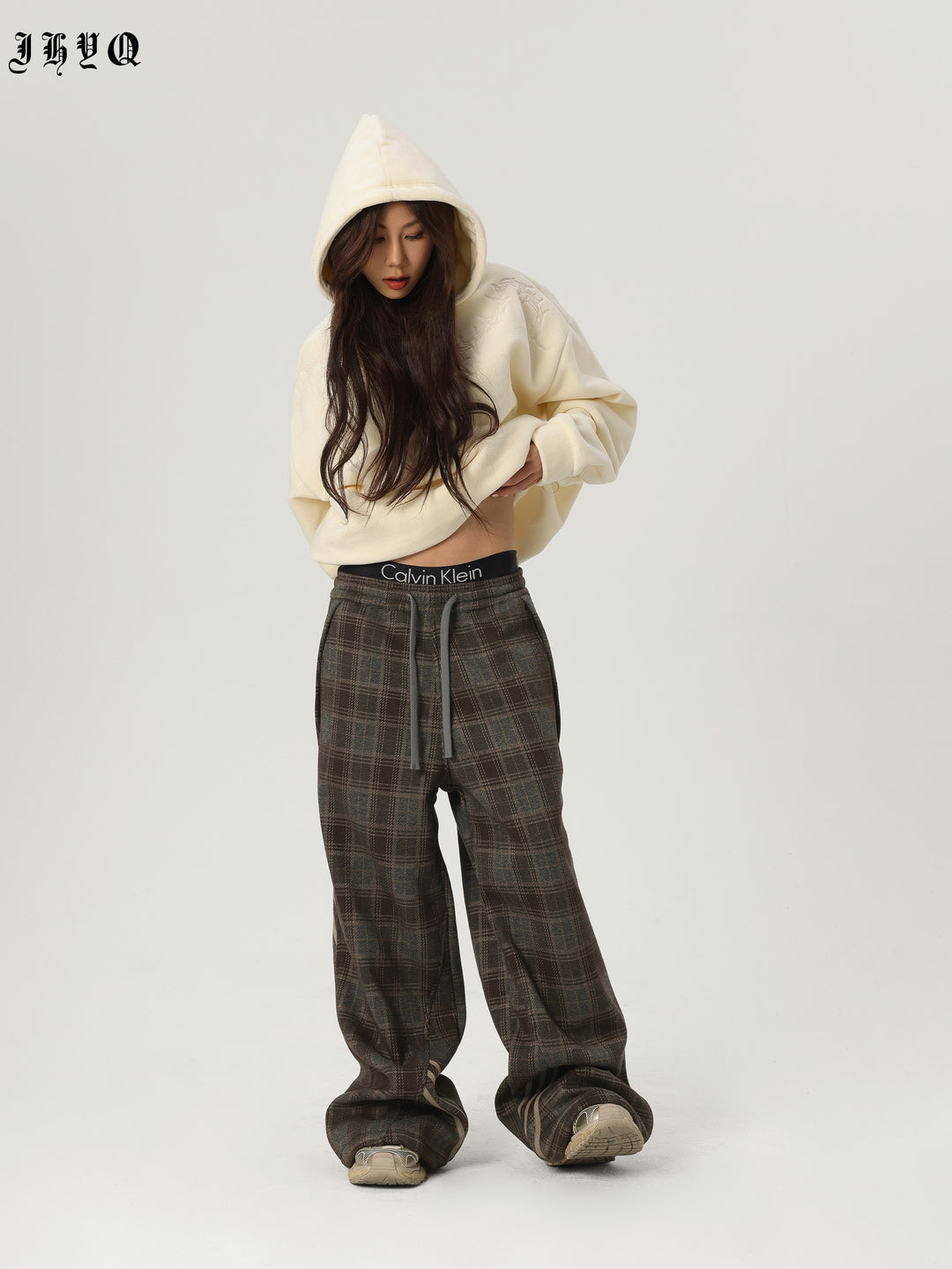 JHYQ Sports Plaid Striped Paratrooper Pants