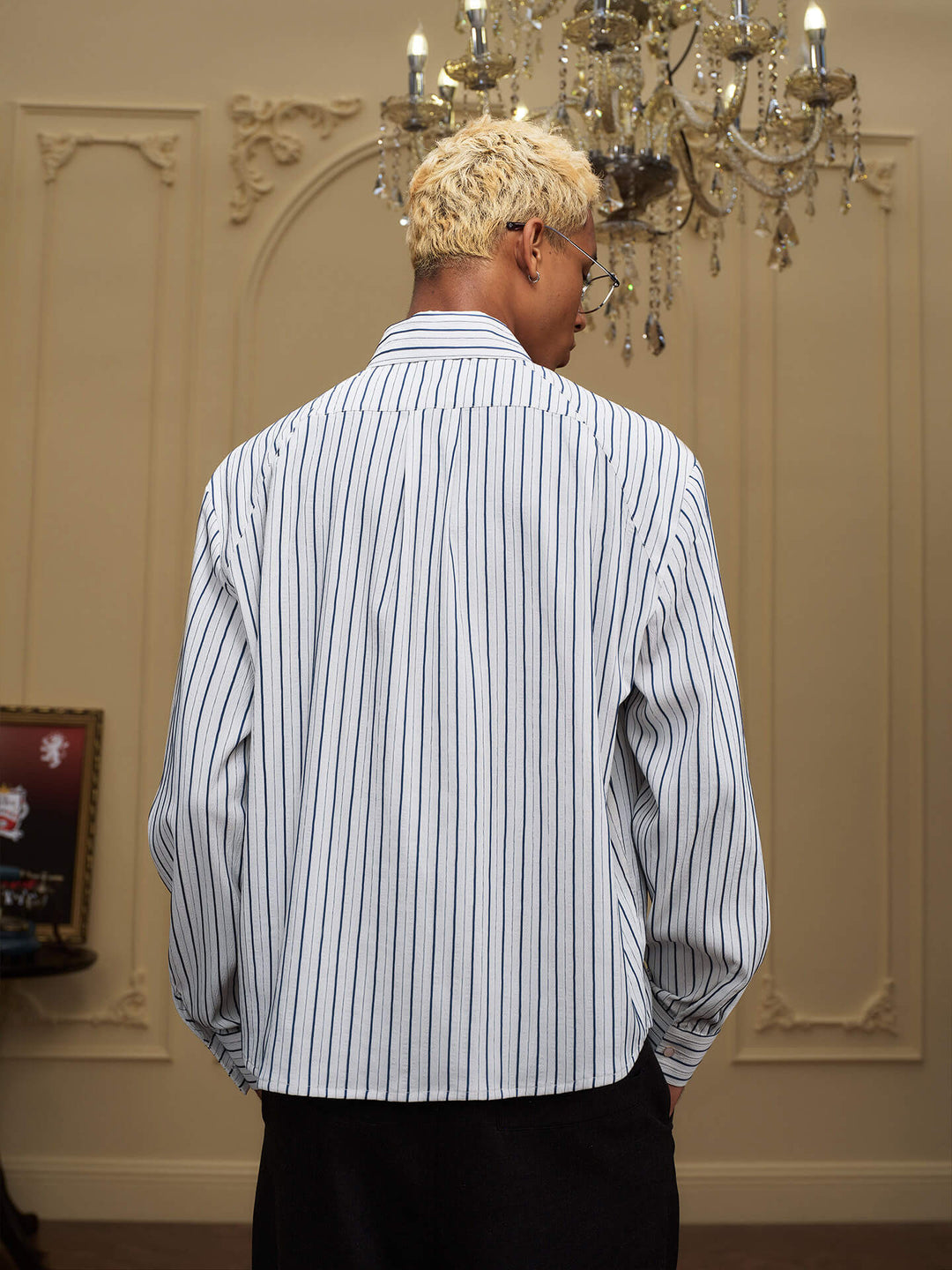 YADcrew Baroque Embroidered Striped Long Sleeve Shirt | Face 3 Face