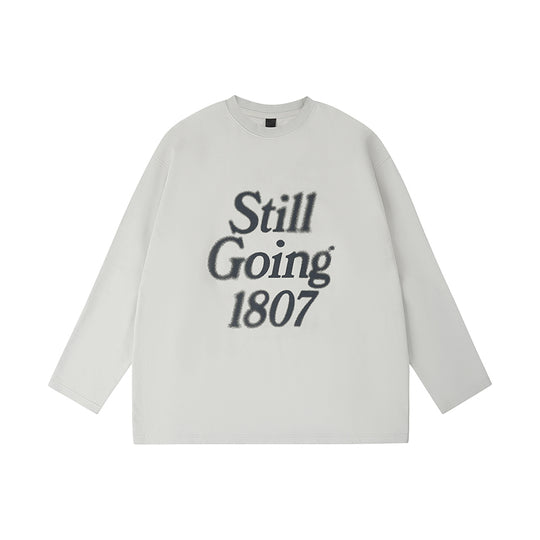 1807 Blurred Logo Print Distressed Long Sleeve Tee | Face 3 Face