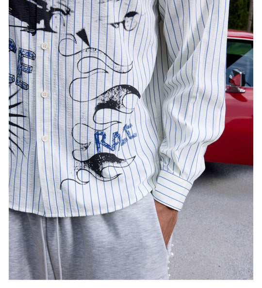 S45 Hand Painted Sports Car Stripe Long Sleeve Shirt | Face 3 Face