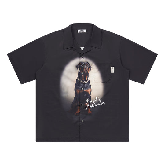 EMPTY REFERENCE Rottweiler Dog Print Short Sleeve Shirt